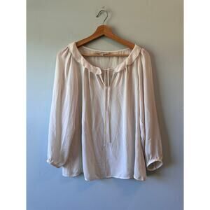 LOFT Long Sleeve Sheer Off White Blouse